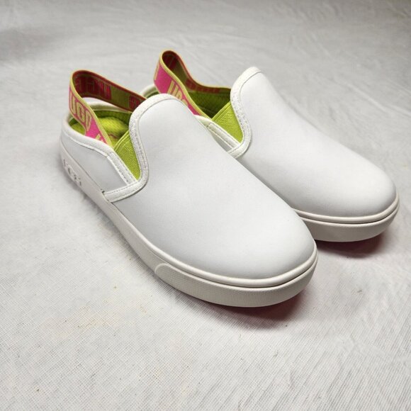 UGG Women's Size 5 Aivey Slingback Leather Shoes Slip On White Green  116 - Picture 2 of 11